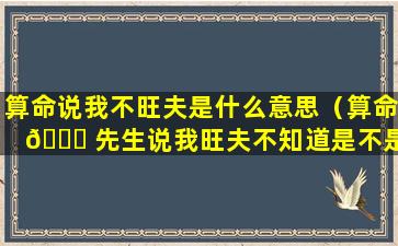 算命说我不旺夫是什么意思（算命 🐎 先生说我旺夫不知道是不是真的）